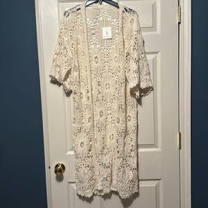 Chic Crochet Cream Cardigan